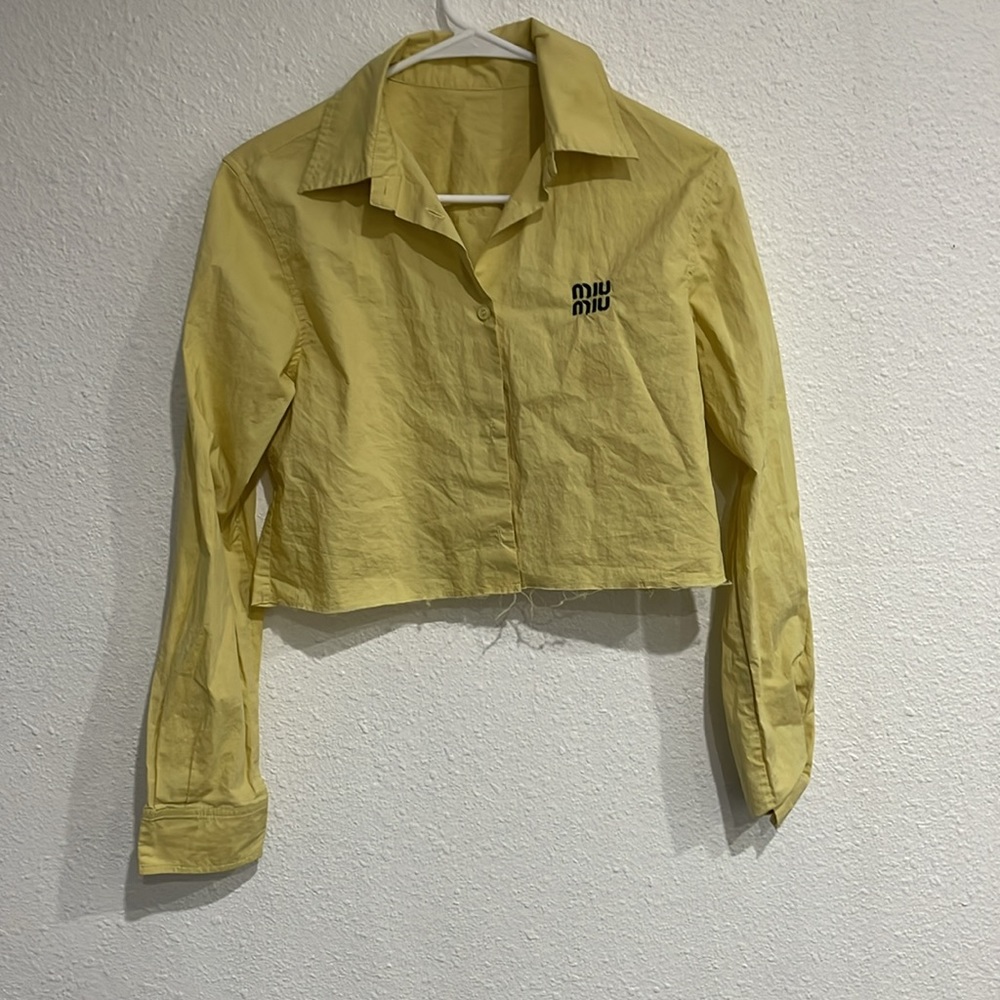 Miu Miu long sleeve top button down gold/yellow